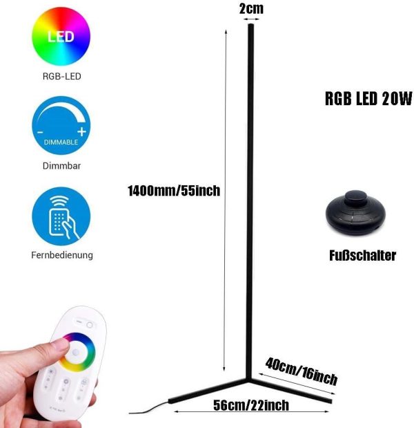 Lampadaire d'angle Led RGB moderne – Image 5