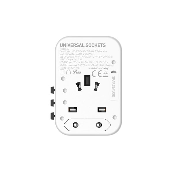Adaptateur de voyage GaN 3 ports USB 20 W Z9 – Image 3
