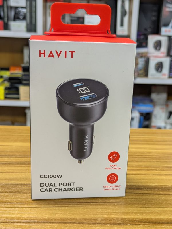 Chargeur de voiture HAVIT HV-CC100W 100W USB+USB-C – Image 2