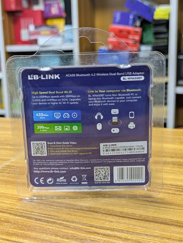 Adaptateur USB sans fil LB-LINK AC650 Bluetooth 4.2 et Wi-Fi double bande – Image 2