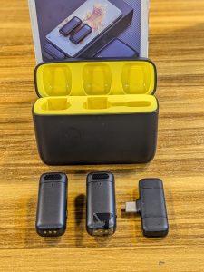 Kit de microphones sans fil compact avec boîtier de charge (Récepteur Type-C)