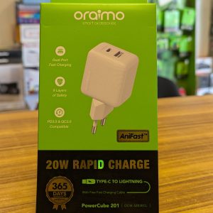 Chargeur oraimo PowerCube 201 Lightning avec prise de type UE 20W