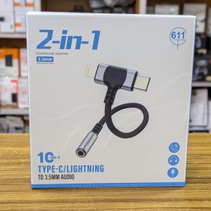 Adaptateur audio 2-en-1 Type-C / Lightning vers jack 3.5 mm 611