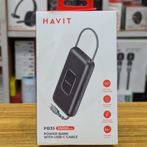 PowerBank HAVIT PB35 – 20000mAh avec Câble USB-C Intégré (22.5W)