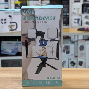 Kit de Streaming Tout-en-Un AY-49X – Support Cage Smartphone, Trépied, Micro et Double Éclairage LED