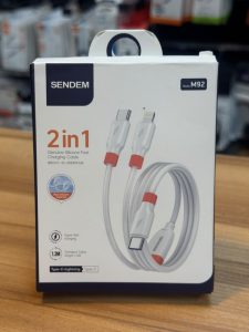 Câble de Charge Rapide 2-en-1 en Silicone SENDEM M92 (Type-C vers Type-C & Lightning)