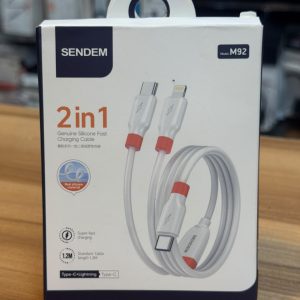 Câble de Charge Rapide 2-en-1 en Silicone SENDEM M92 (Type-C vers Type-C & Lightning)
